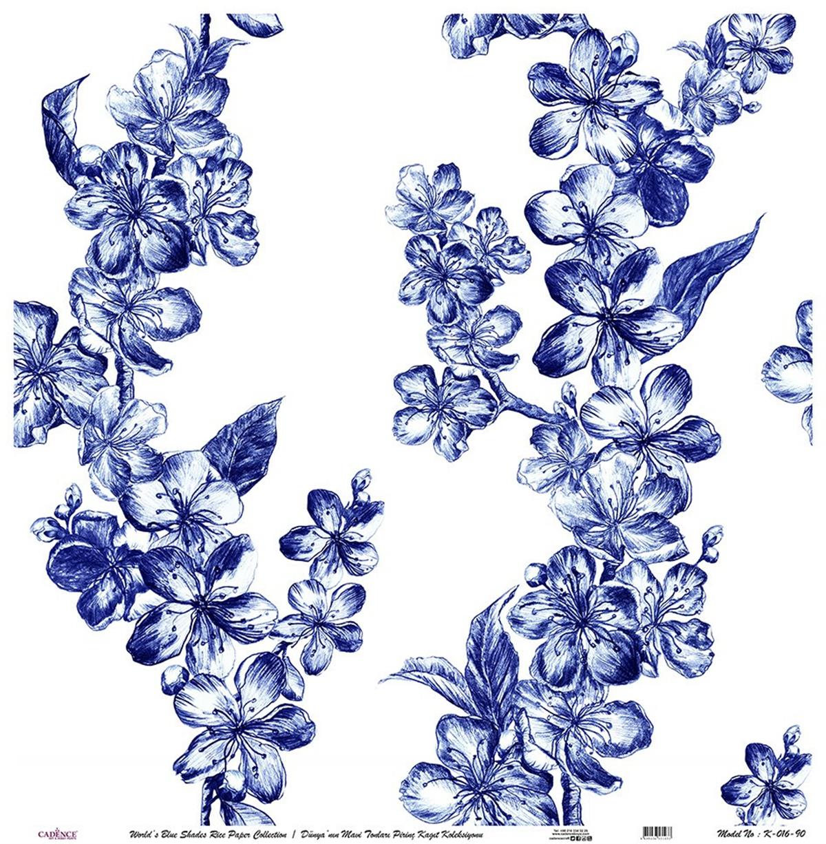 Blue Shades of the Earth Rice Paper Decoupage White Background K016 60x60