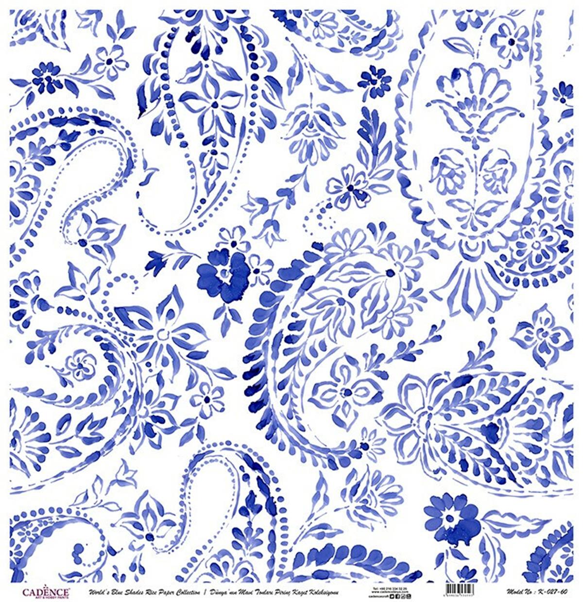 Голубые оттенки земли Рисовая бумага для декупажа Белый фон K027 30х30