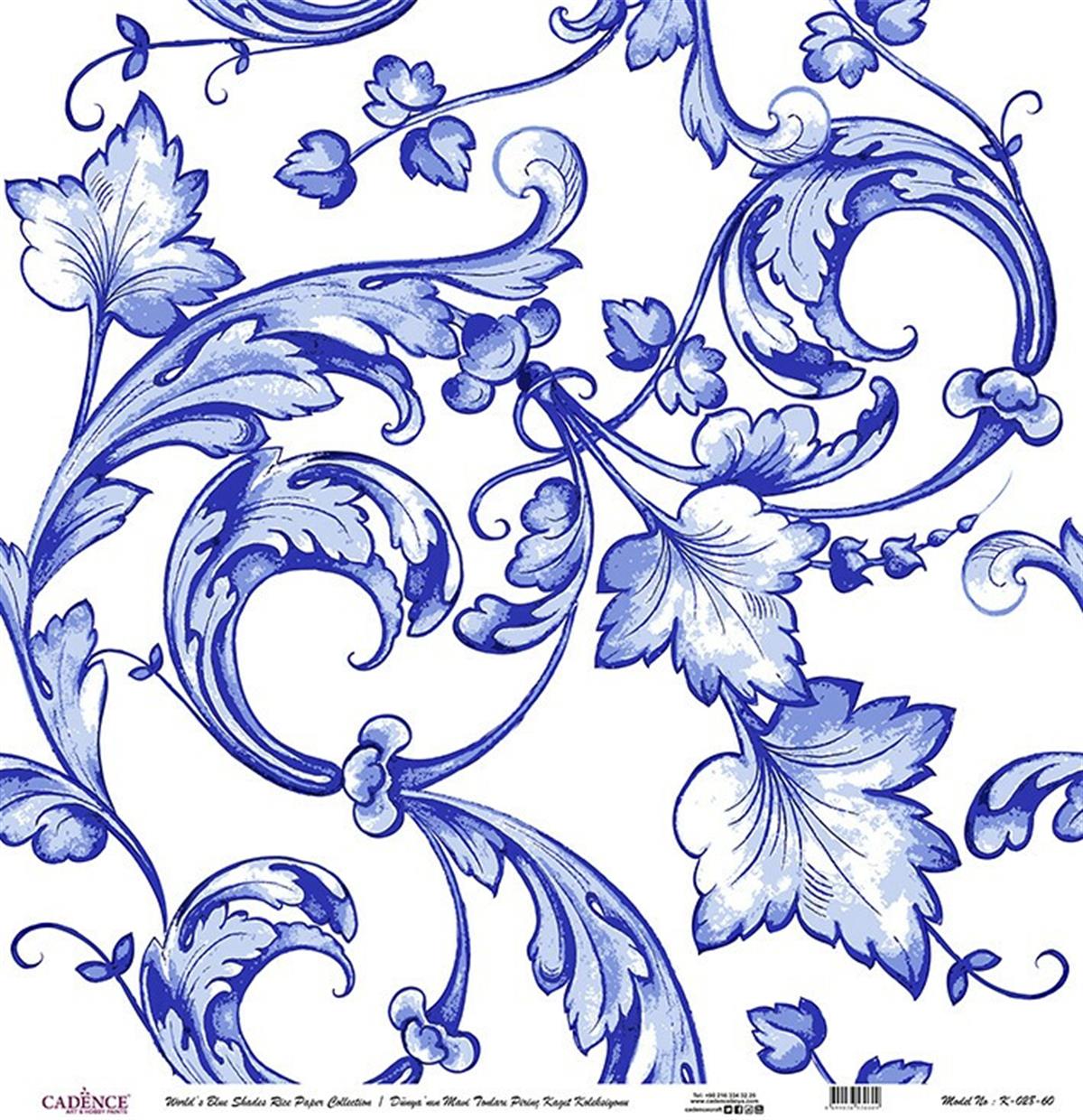 Голубые оттенки земли Рисовая бумага для декупажа Белый фон К028 30х30