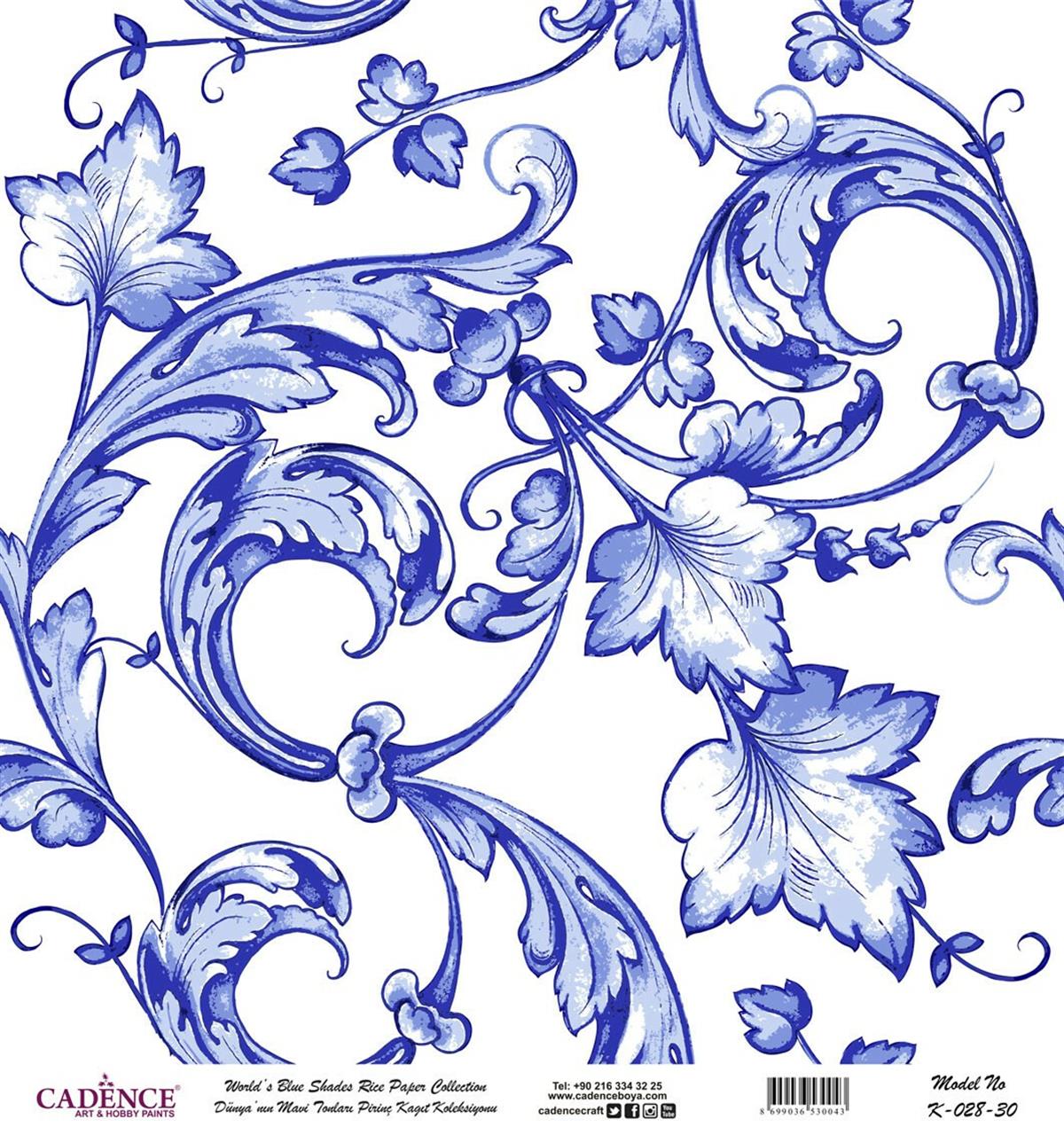 Голубые оттенки земли Рисовая бумага для декупажа Белый фон К028 90х90