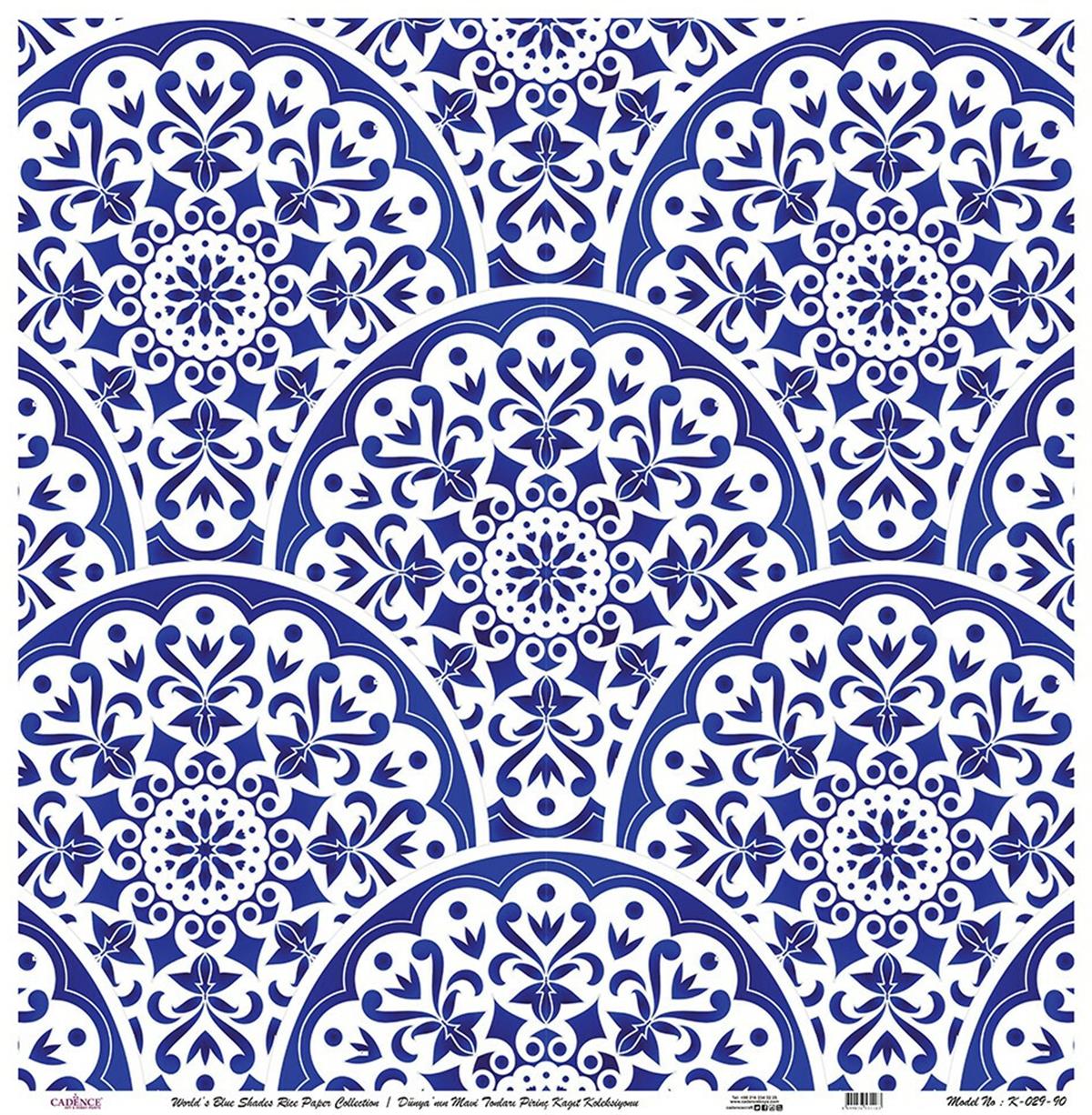 Голубые оттенки земли Рисовая бумага для декупажа Белый фон К029 60х60