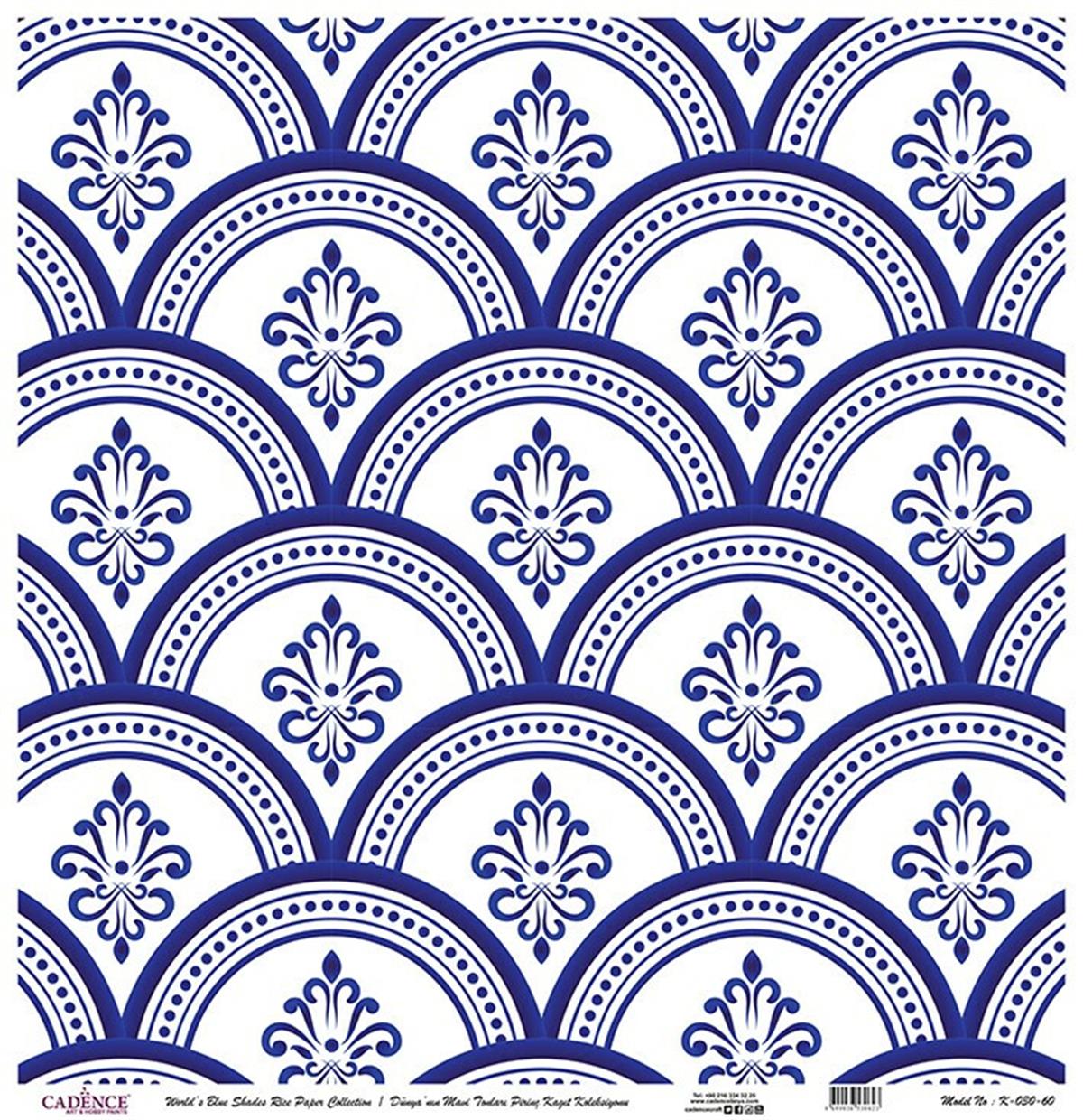 Голубые оттенки мира Рисовая бумага для декупажа Белый фон K030 30х30