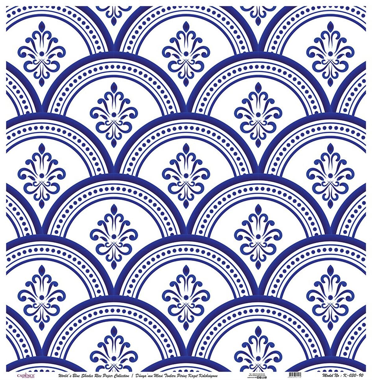 Голубые оттенки земли Рисовая бумага для декупажа Белый фон K030 60х60