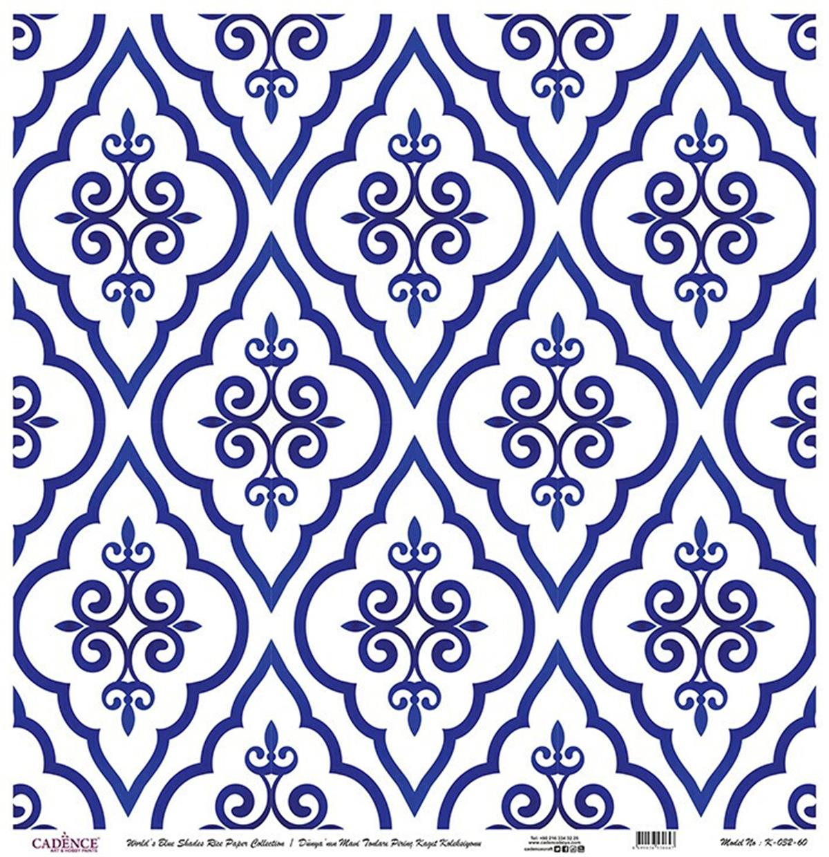 Blue Shades of the Earth Rice Paper Decoupage White Background K032 30x30