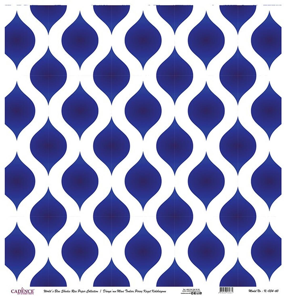 Голубые оттенки мира Рисовая бумага для декупажа Белый фон K034 30х30