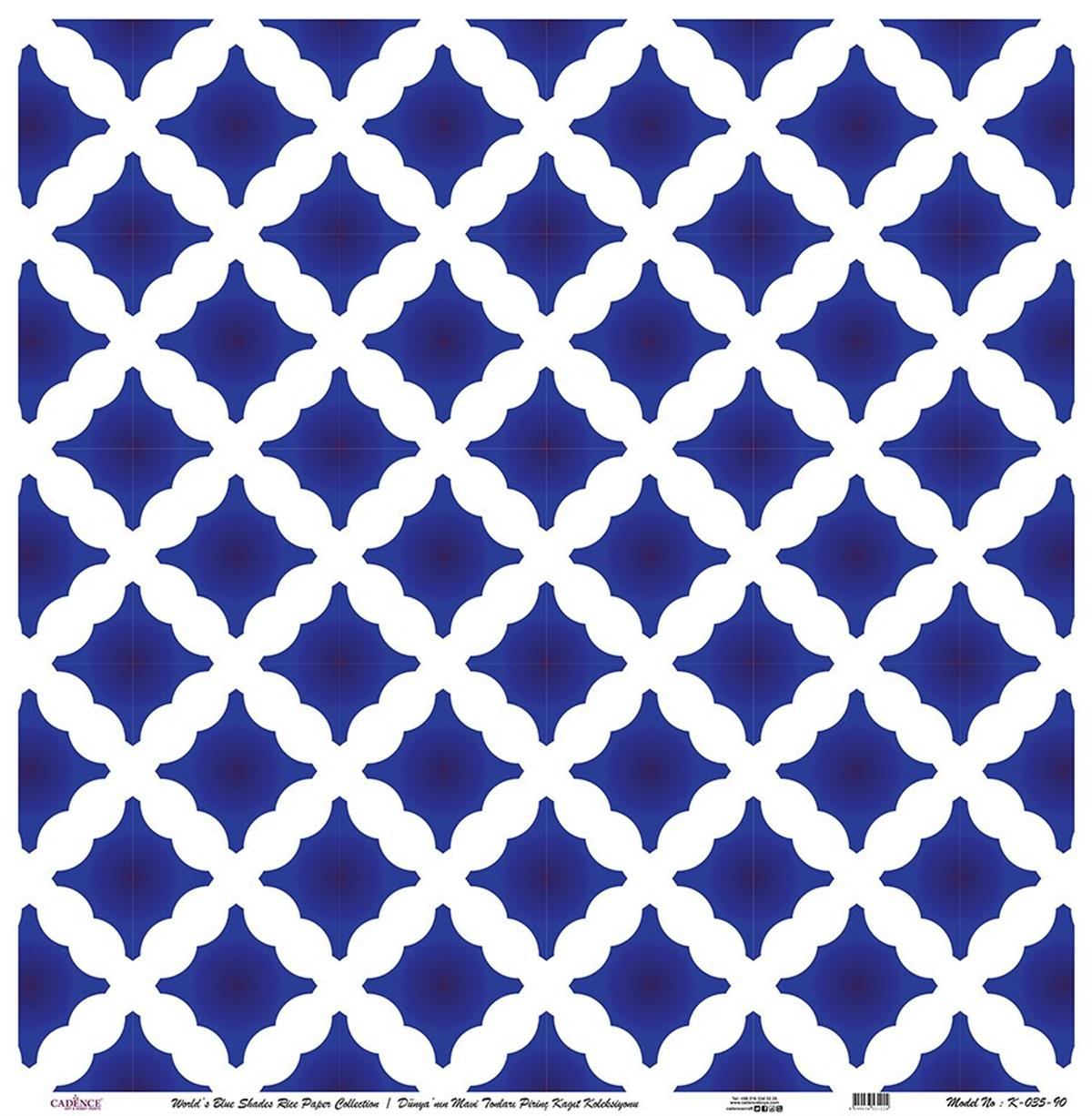 Голубые оттенки мира Рисовая бумага для декупажа Белый фон K035 60х60