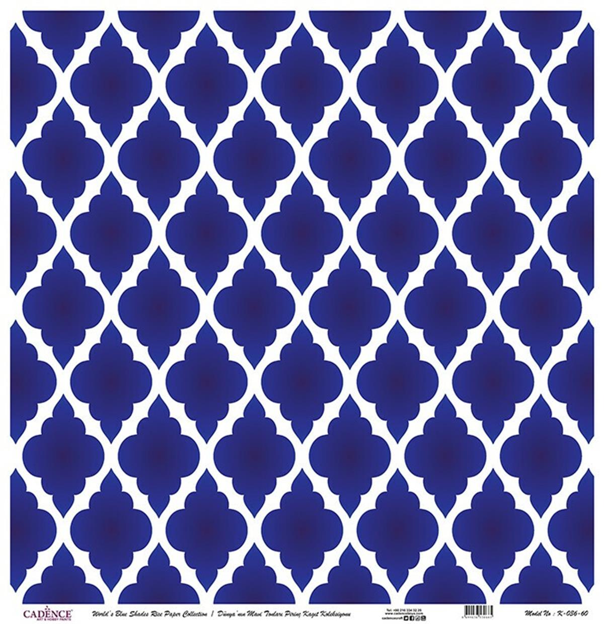 Голубые оттенки мира Рисовая бумага для декупажа Белый фон K036 30х30