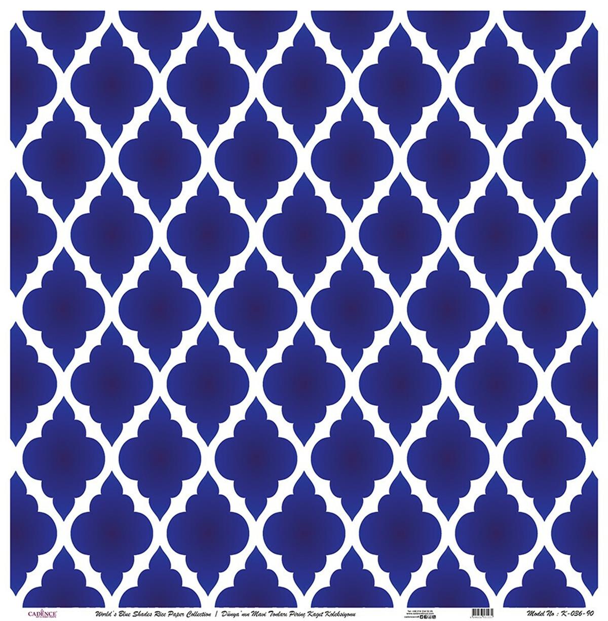 Голубые оттенки мира Рисовая бумага для декупажа Белый фон K036 90х90