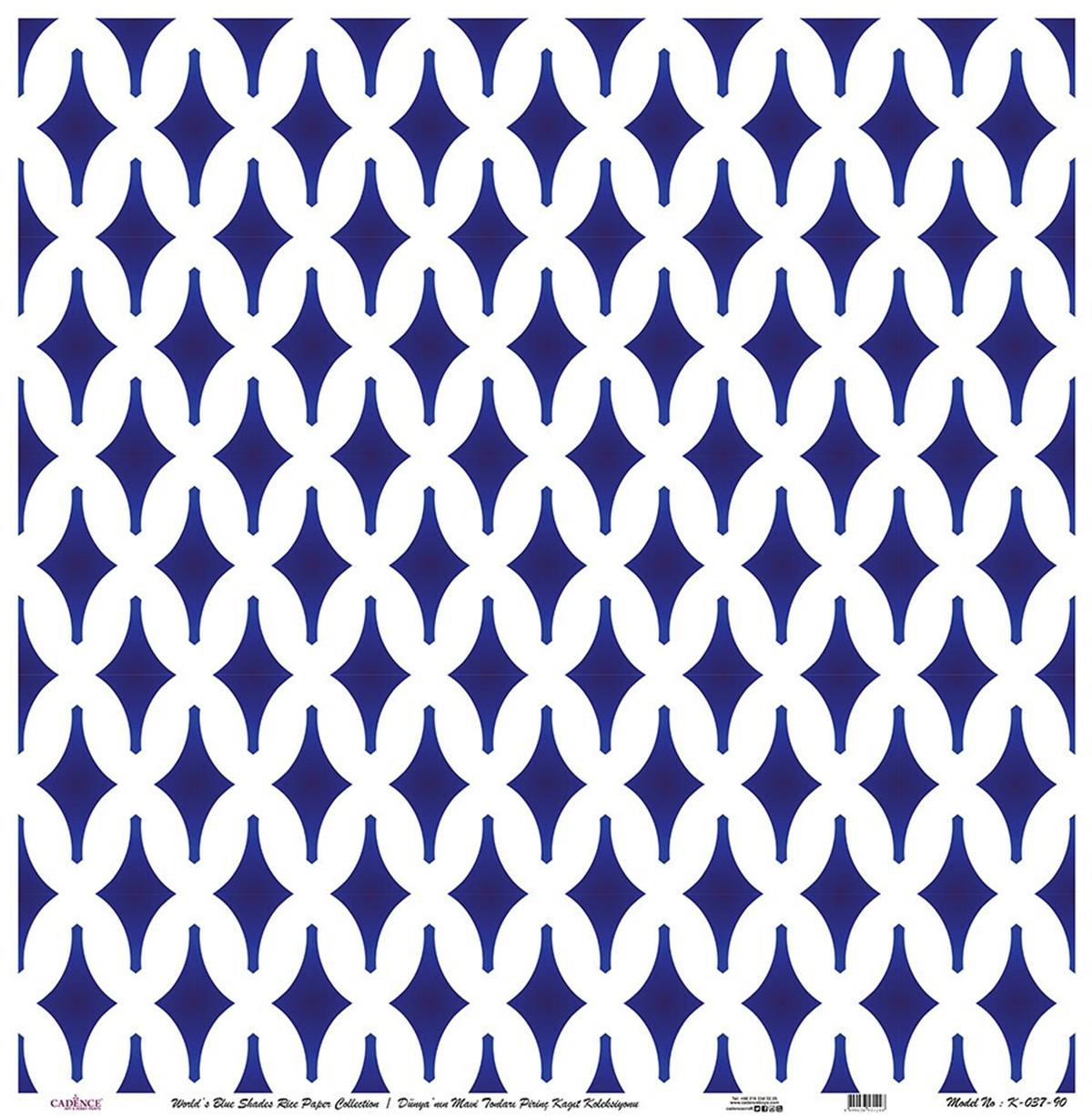 Голубые оттенки земли Рисовая бумага для декупажа Белый фон K037 60х60