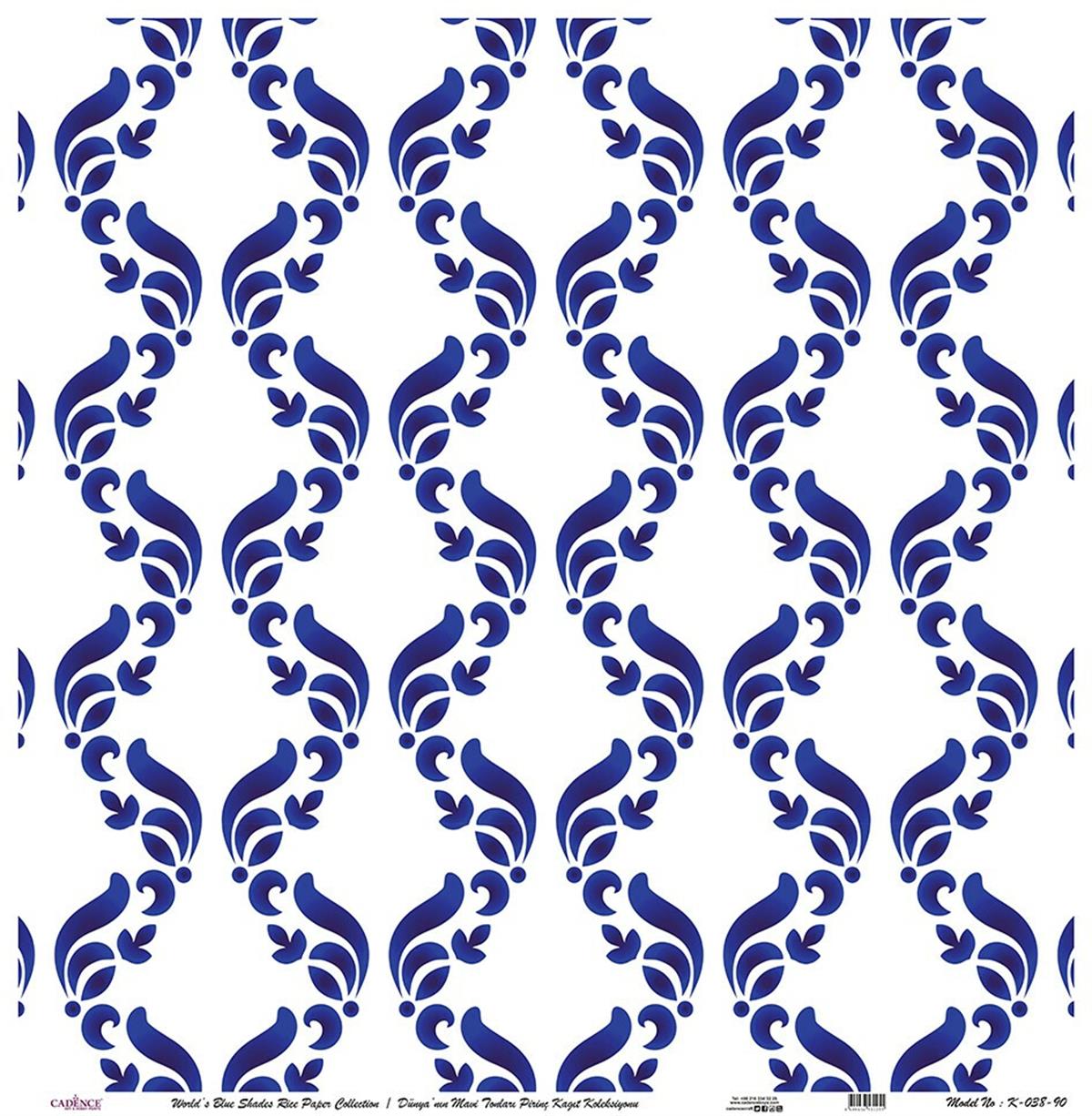 Голубые оттенки земли Рисовая бумага для декупажа Белый фон K038 60х60