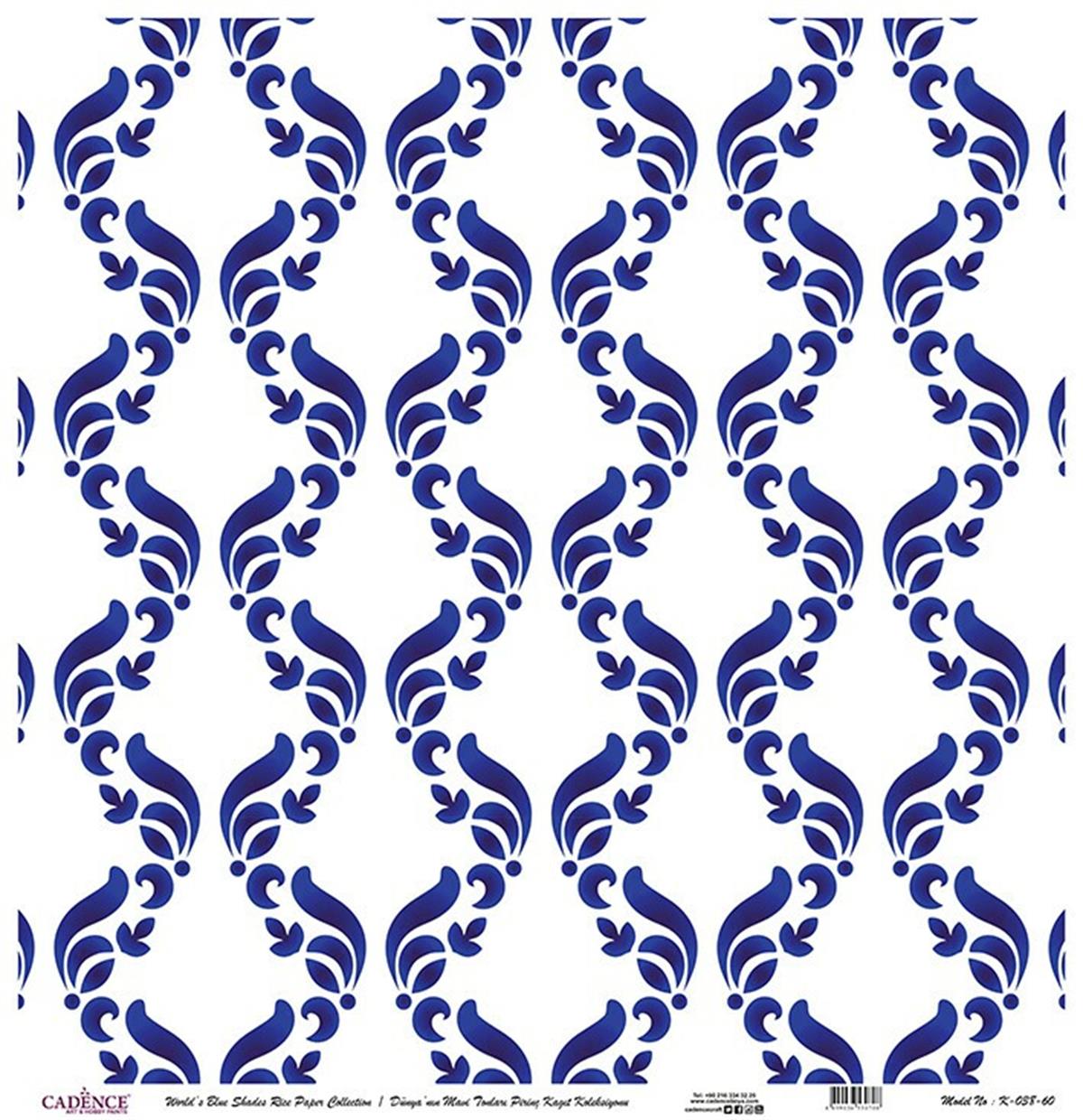 Голубые оттенки мира Рисовая бумага для декупажа Белый фон K038 30х30