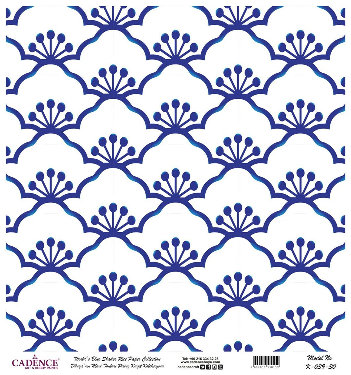 Голубые оттенки земли Рисовая бумага для декупажа Белый фон K039 30х30