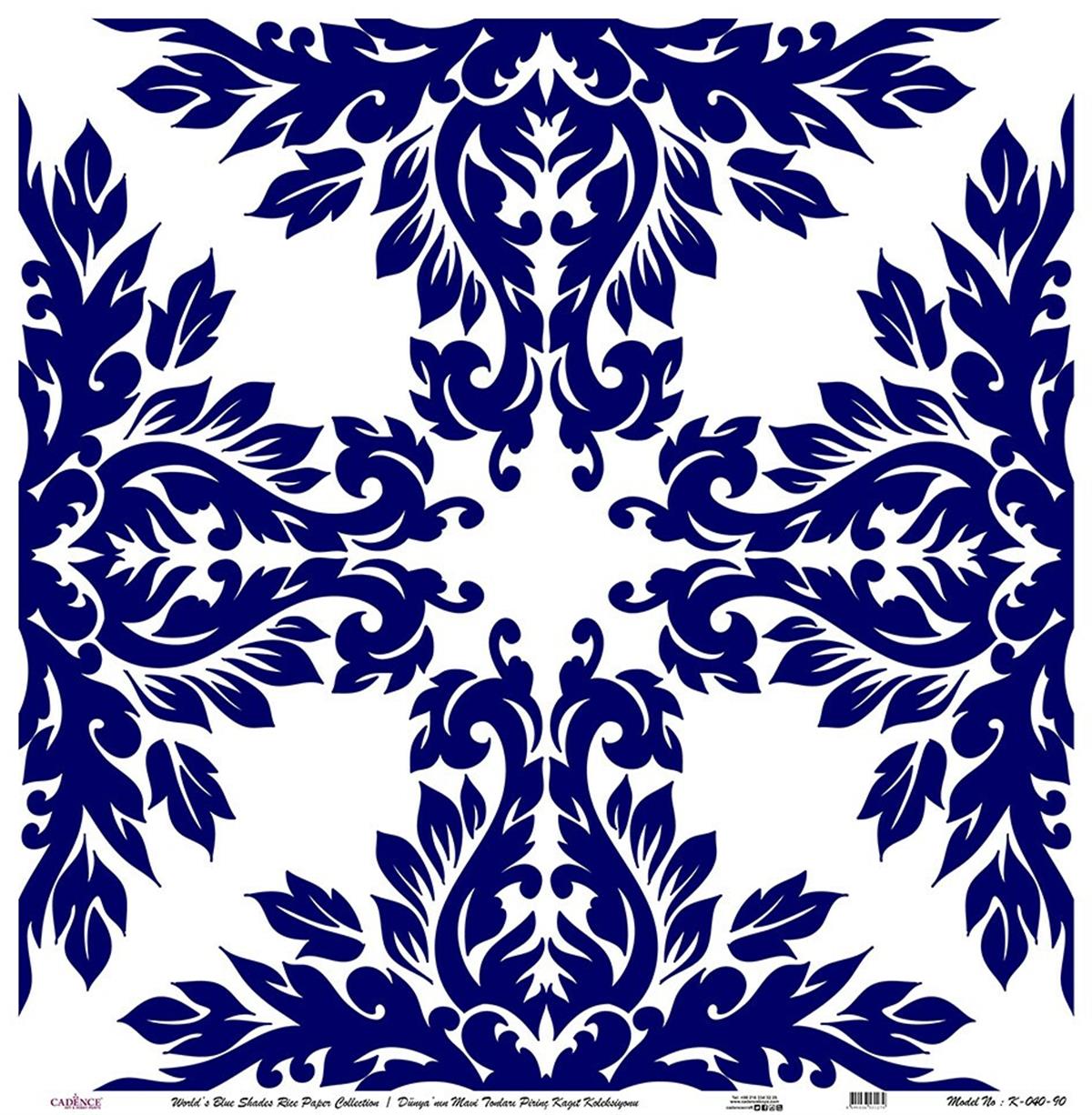 Голубые оттенки земли Рисовая бумага для декупажа Белый фон K040 60х60