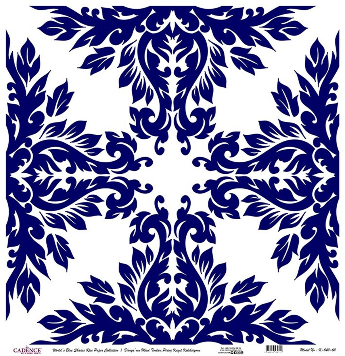 Голубые оттенки земли Рисовая бумага для декупажа Белый фон K040 30х30