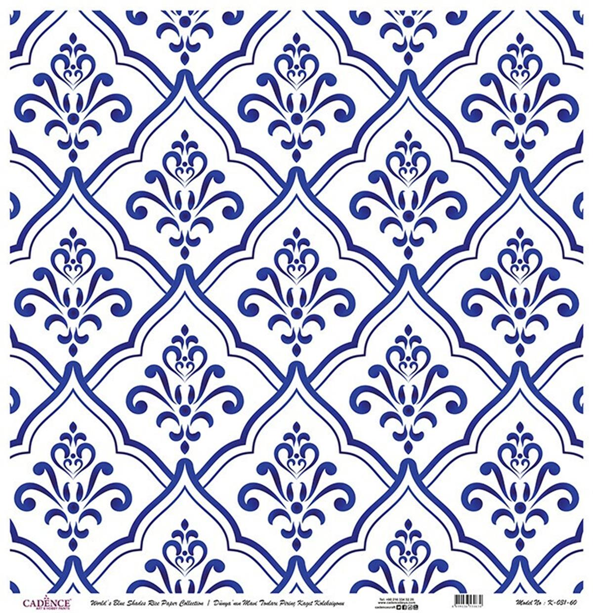 Blue Shades of the Earth Rice Paper Decoupage White Background K041 30x30