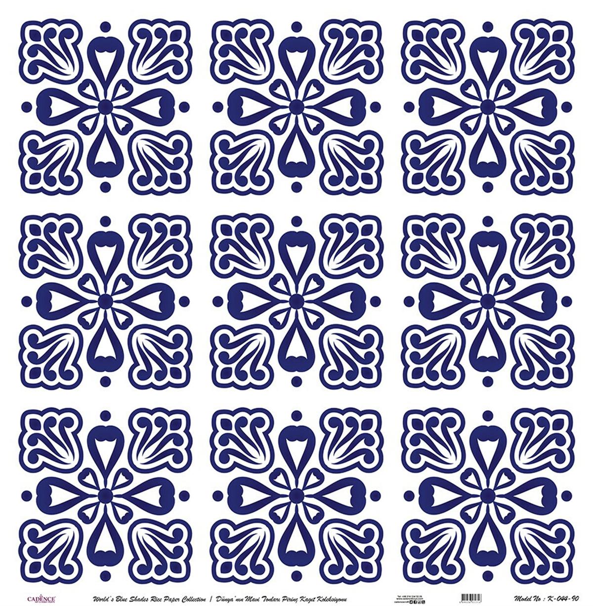 Голубые оттенки земли Рисовая бумага для декупажа Белый фон К044 60х60