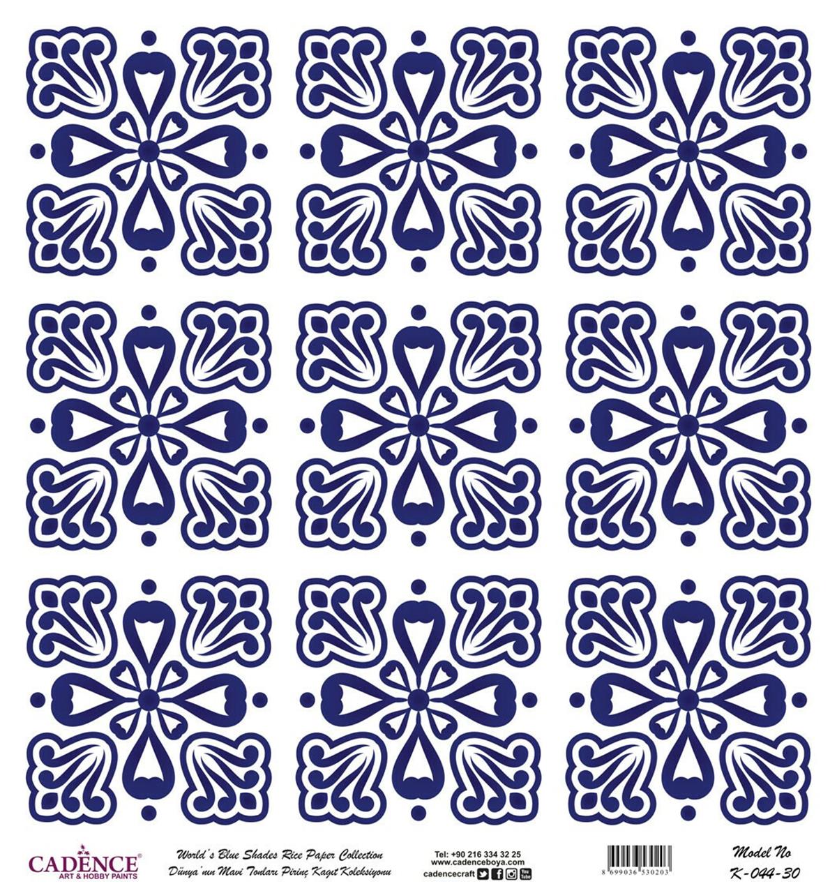 Голубые оттенки земли Рисовая бумага для декупажа Белый фон К044 90х90