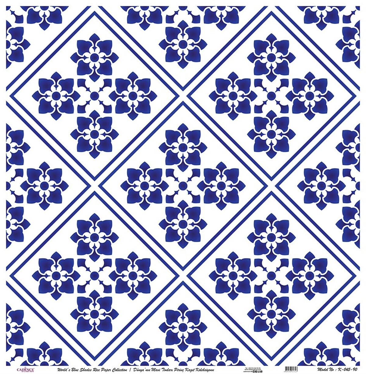 Голубые оттенки земли Рисовая бумага для декупажа Белый фон K045 60х60