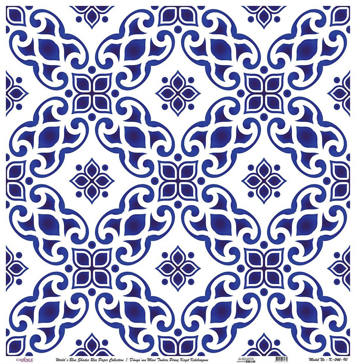 Голубые оттенки земли Рисовая бумага для декупажа Белый фон К046 60х60