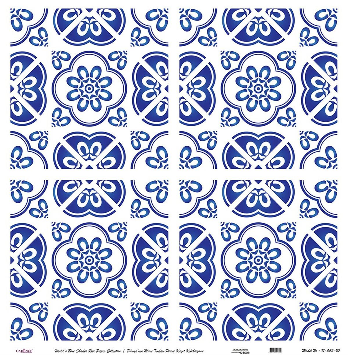 Голубые оттенки земли Рисовая бумага для декупажа Белый фон К048 60х60