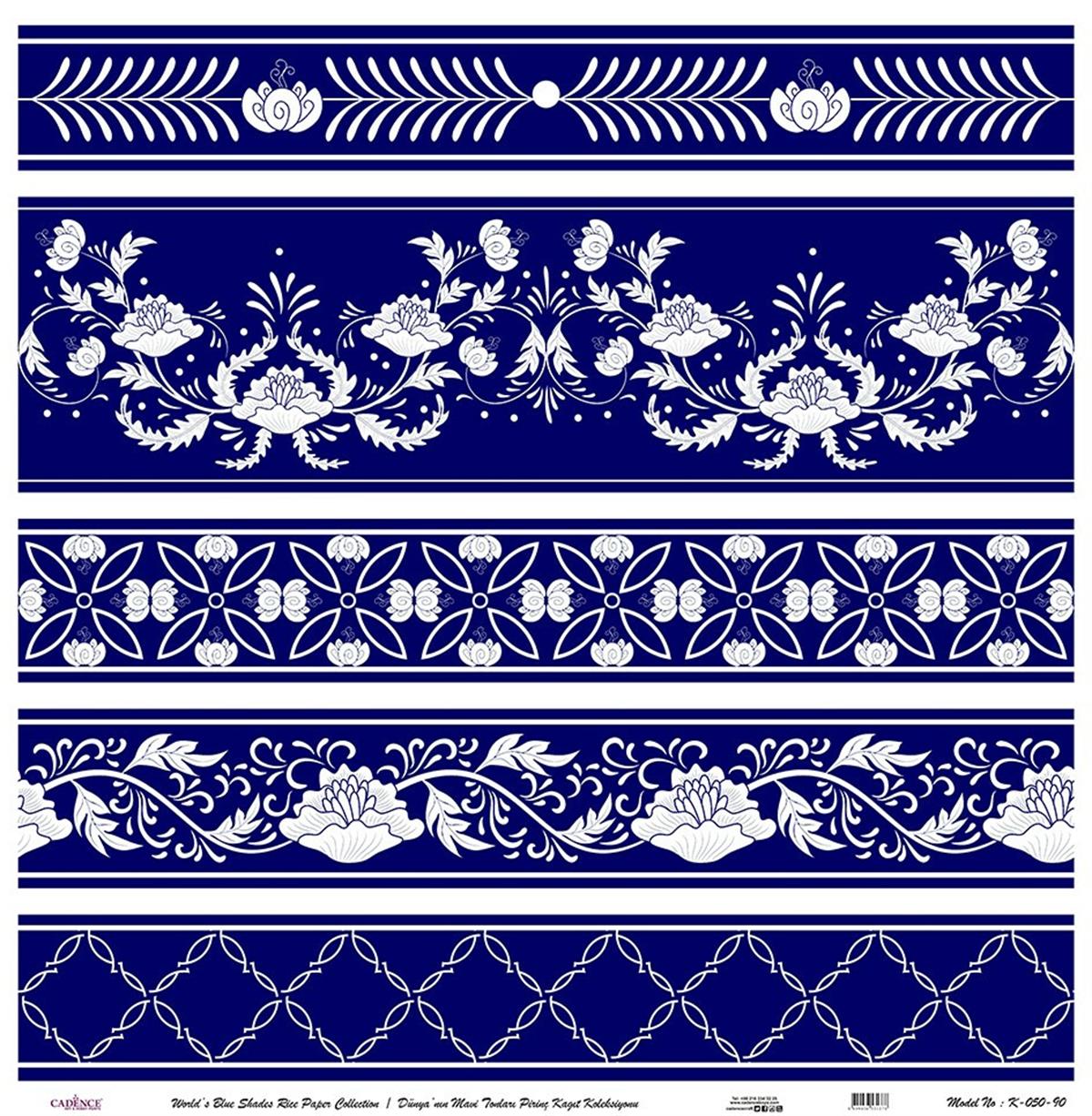 Голубые оттенки земли Рисовая бумага для декупажа Белый фон K050 60х60