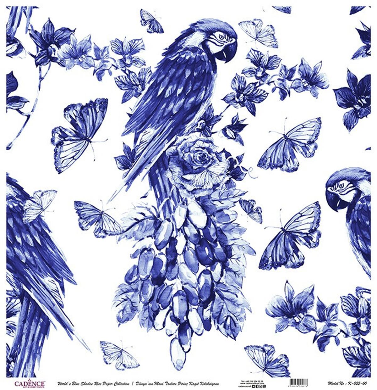 Голубые оттенки земли Рисовая бумага для декупажа Белый фон K055 30х30