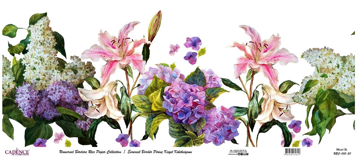 مجموعة ورق الأرز ذات الحدود العالمية بخلفية بيضاء UBC-003 30x68