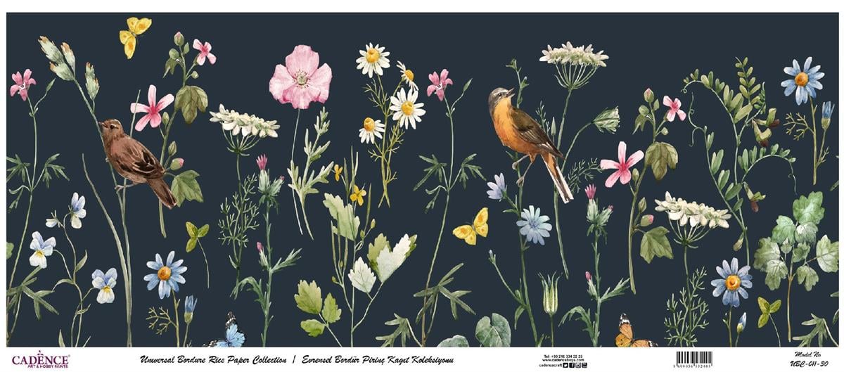 مجموعة ورق الأرز ذات الحدود العالمية بخلفية بيضاء UBC-011 60x140