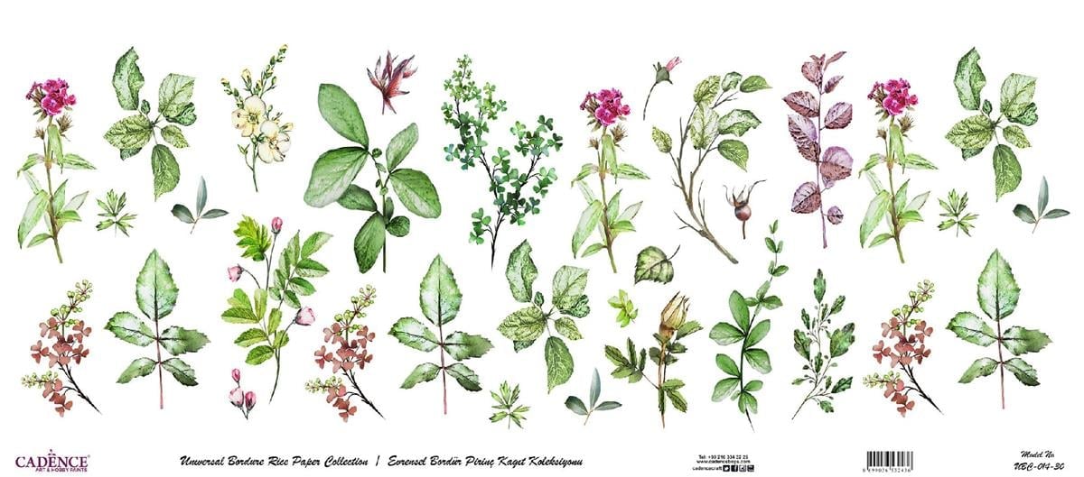 مجموعة ورق الأرز ذات الحدود العالمية بخلفية بيضاء UBC-014 30x68