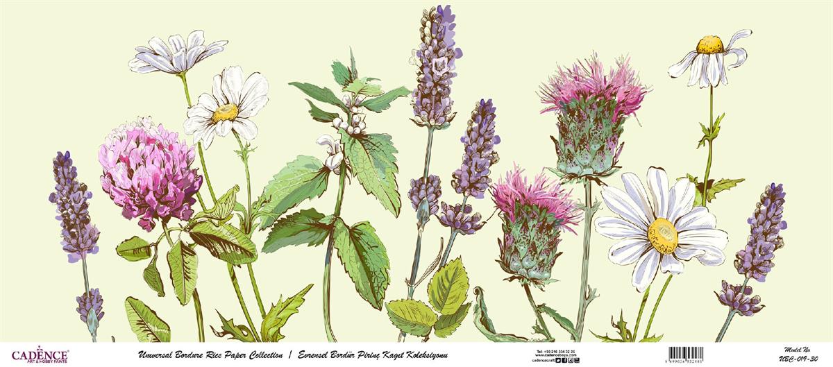 مجموعة ورق الأرز ذات الحدود العالمية بخلفية بيضاء UBC-019 90x214