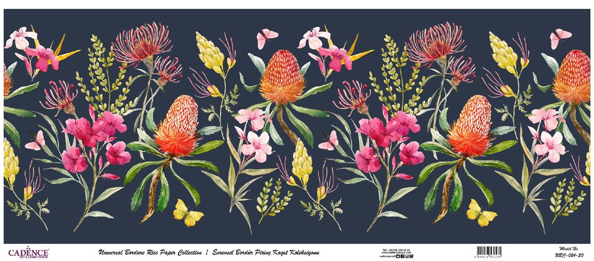 مجموعة ورق الأرز ذات الحدود العالمية بخلفية بيضاء UBC-024 60x140