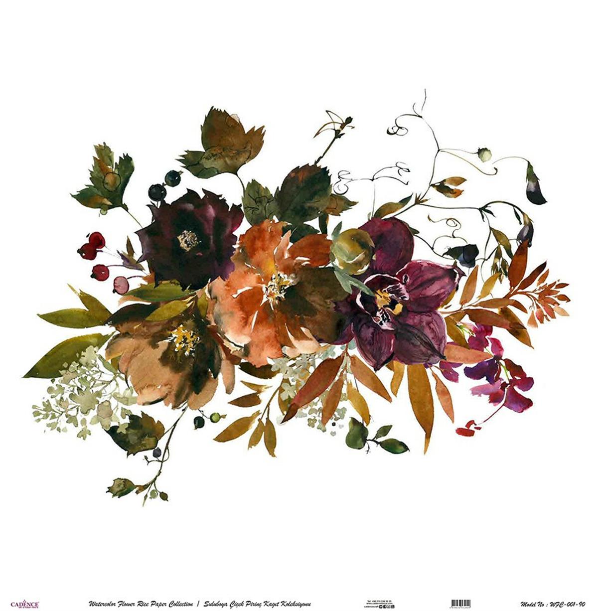 Акварель Цветок Рисовая Бумага Белом Фоне Wfc-001 90x90