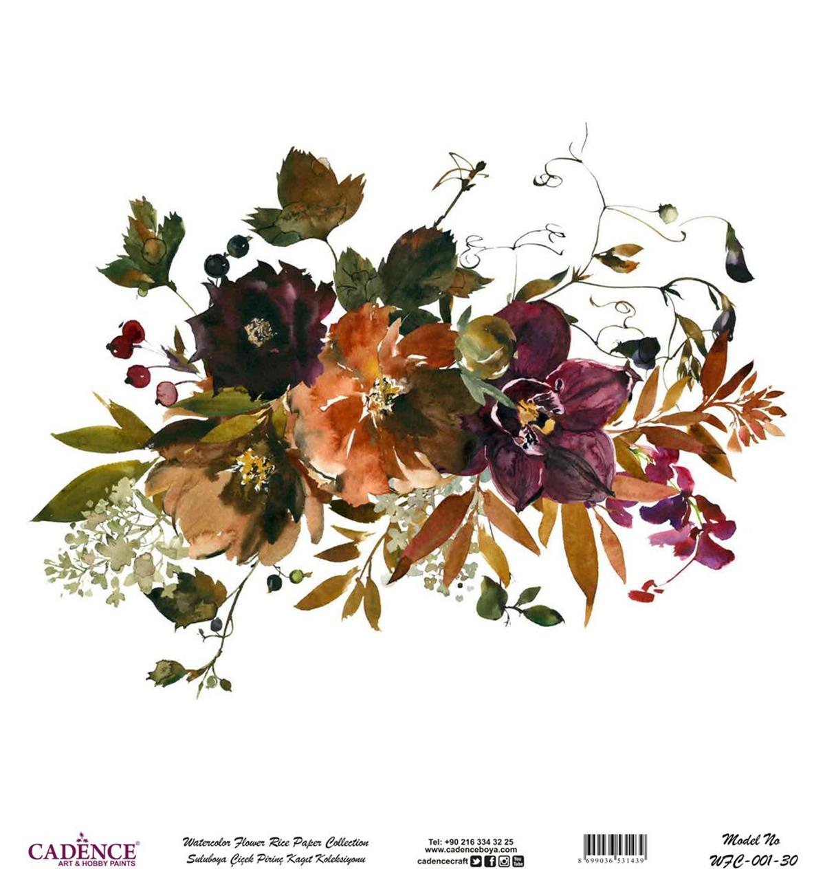 ورق أرز بألوان مائية على شكل زهرة خلفية بيضاء Wfc-001 30x30