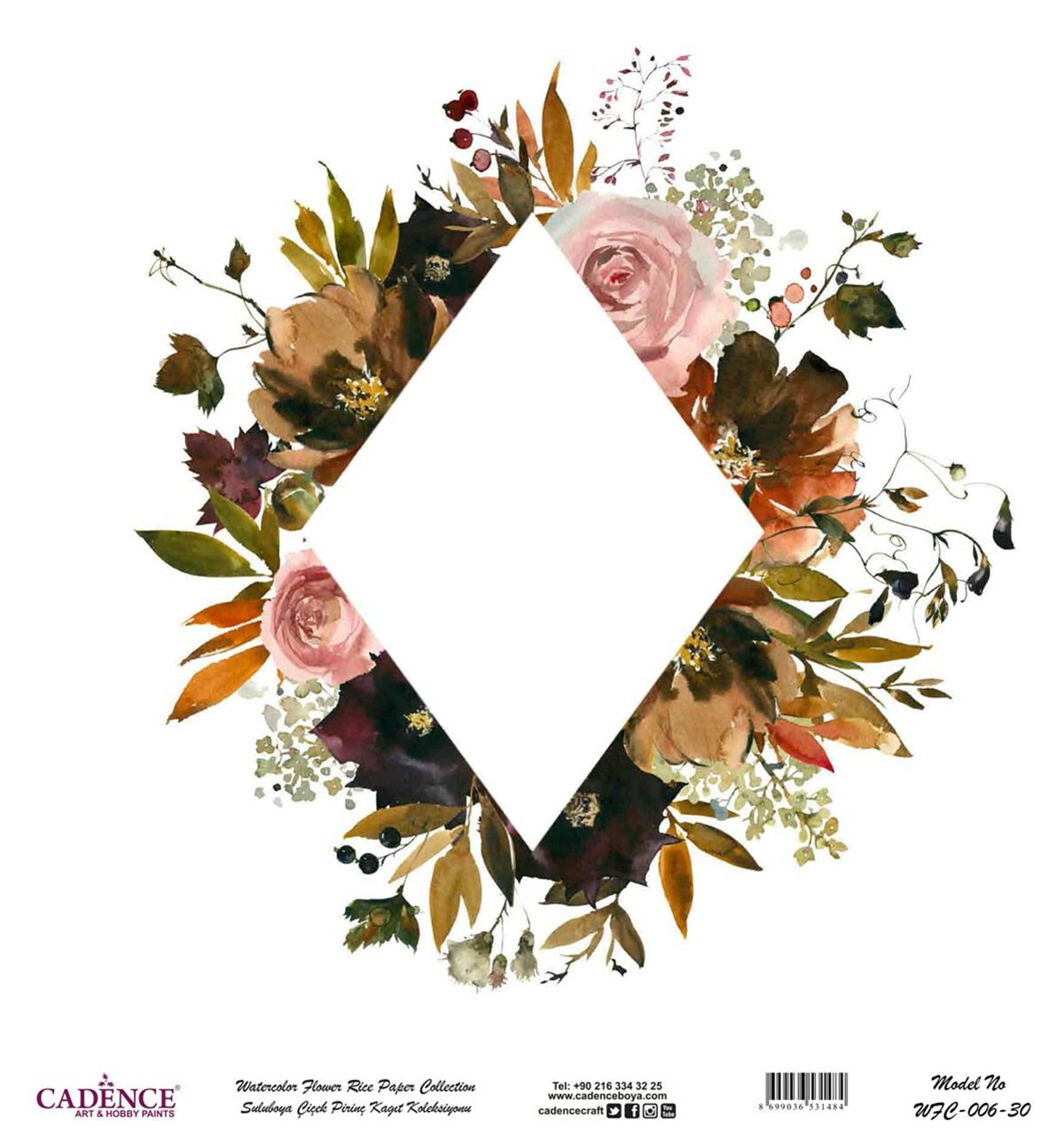 ورق أرز بألوان مائية على شكل زهرة خلفية بيضاء Wfc-006 30x30