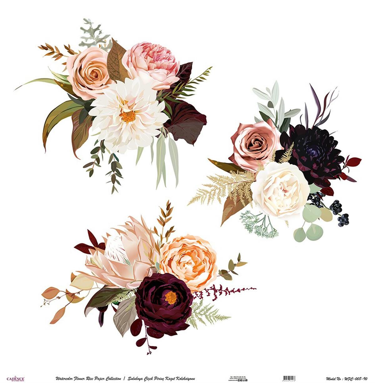 Акварель Цветок Рисовая Бумага Белом Фоне Wfc-008 60x60