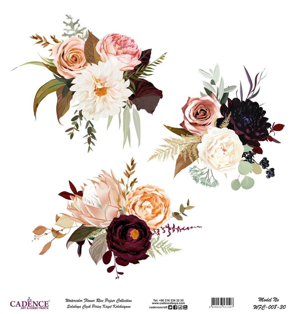 ورق الأرز بالألوان المائية، ورق الأرز، خلفية بيضاء Wfc-008، 90x90