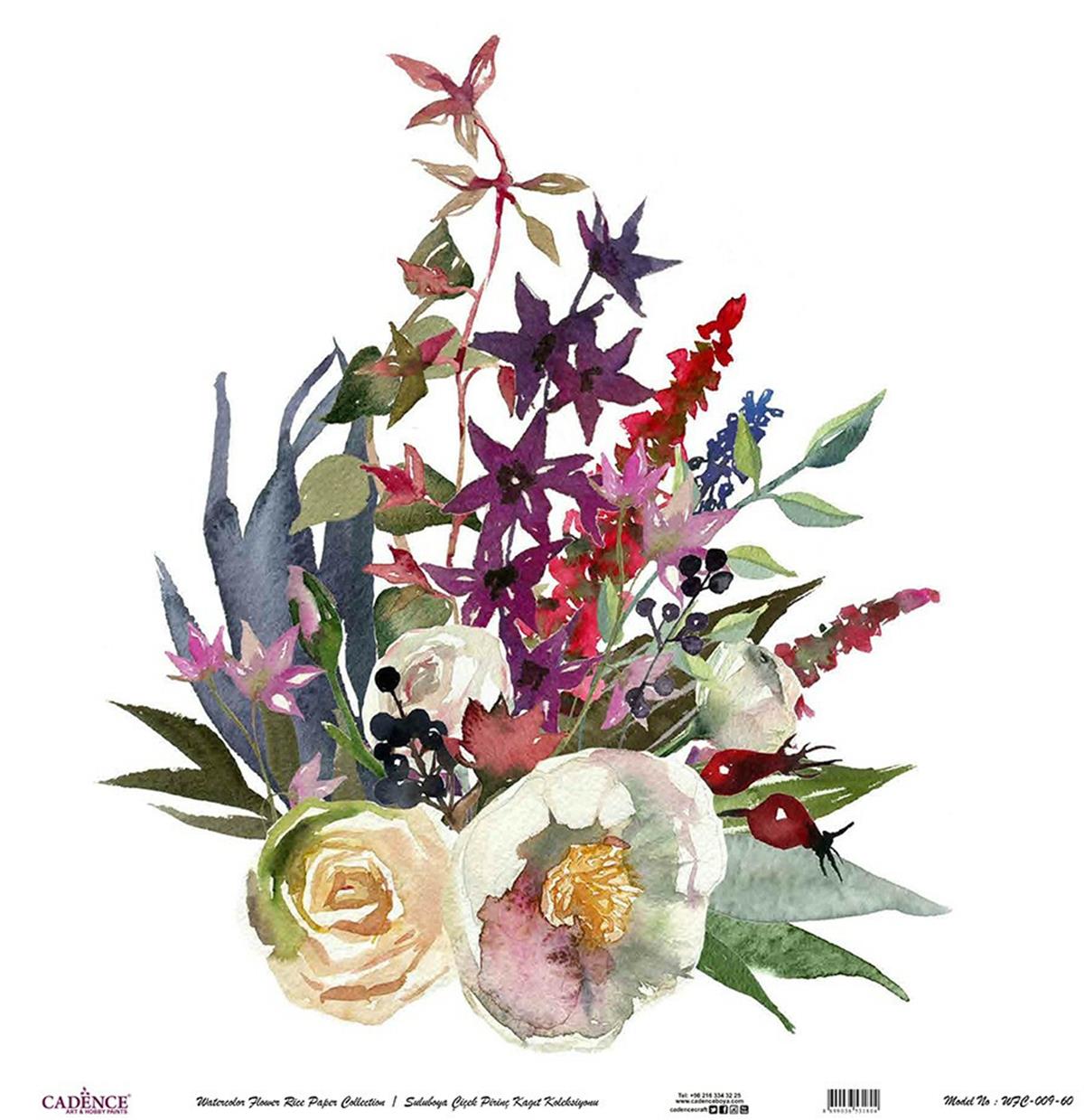 Акварель Цветок Рисовая Бумага Белом Фоне Wfc-009 30х30