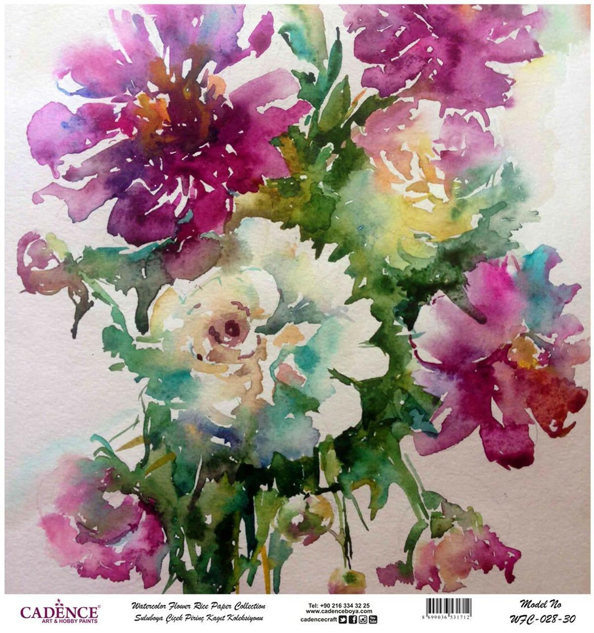 ورق الأرز بالألوان المائية، ورق الأرز، خلفية بيضاء Wfc-028، 90x90