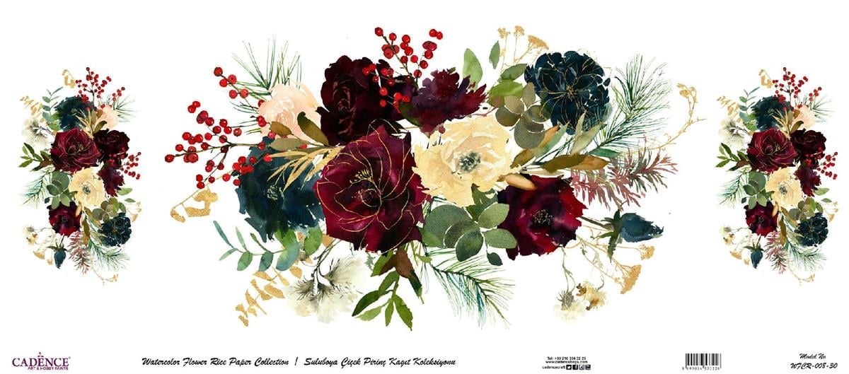 ألوان مائية، زهرة الأرز، ورق، الخلفية بيضاء Wfcr-008، 90x214