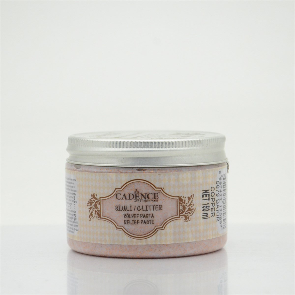 Рельефная паста для стекла с блестками - медь