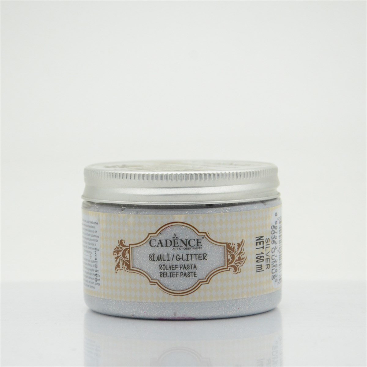Рельефная паста для стекла с блестками - серебро