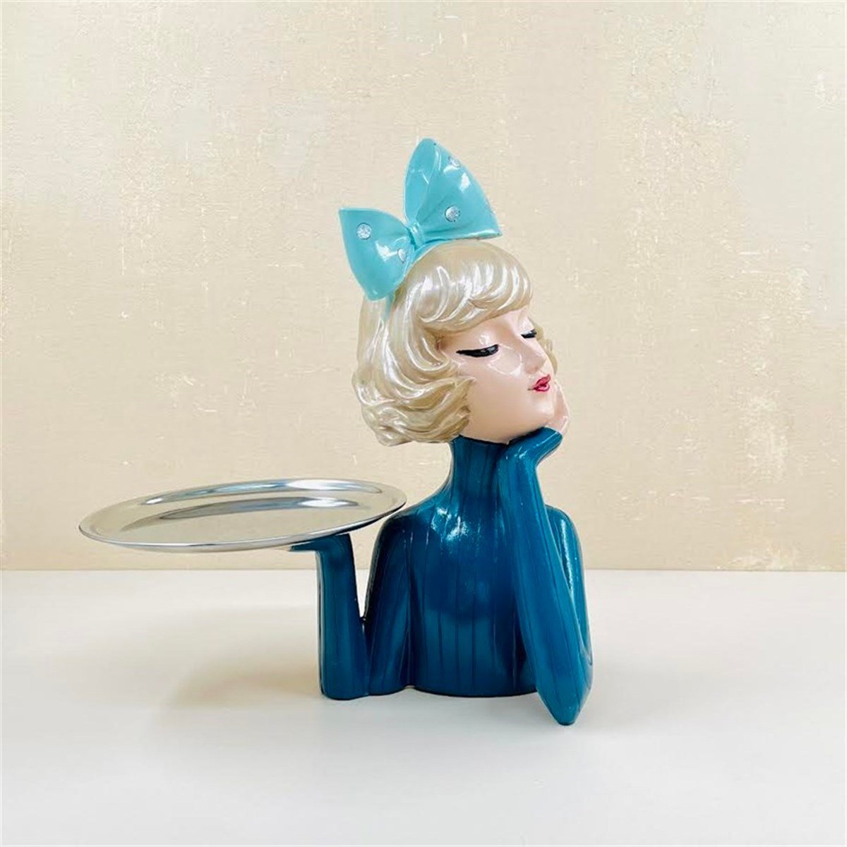 حامل صينية تقديم بناتي أخضر بترولي