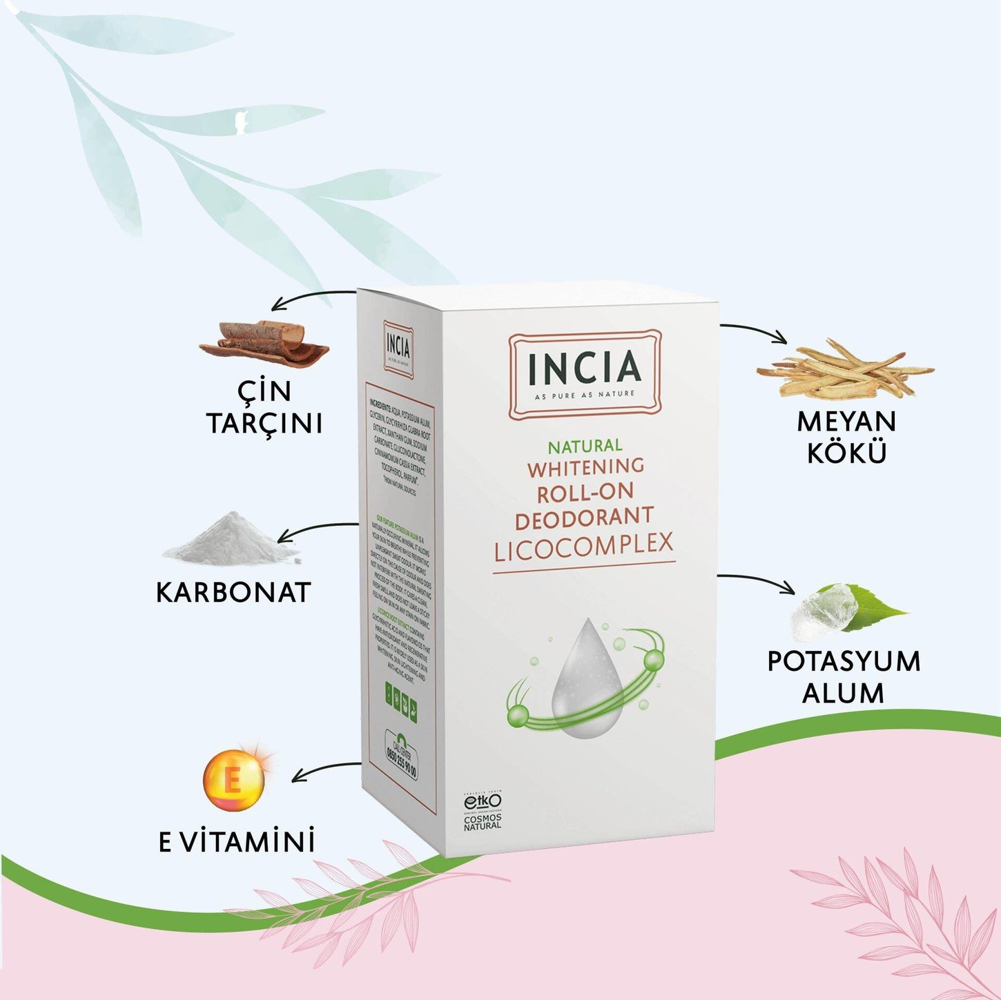INCIA Beyazlatıcı Doğal Roll-On Deodorant 50 ml