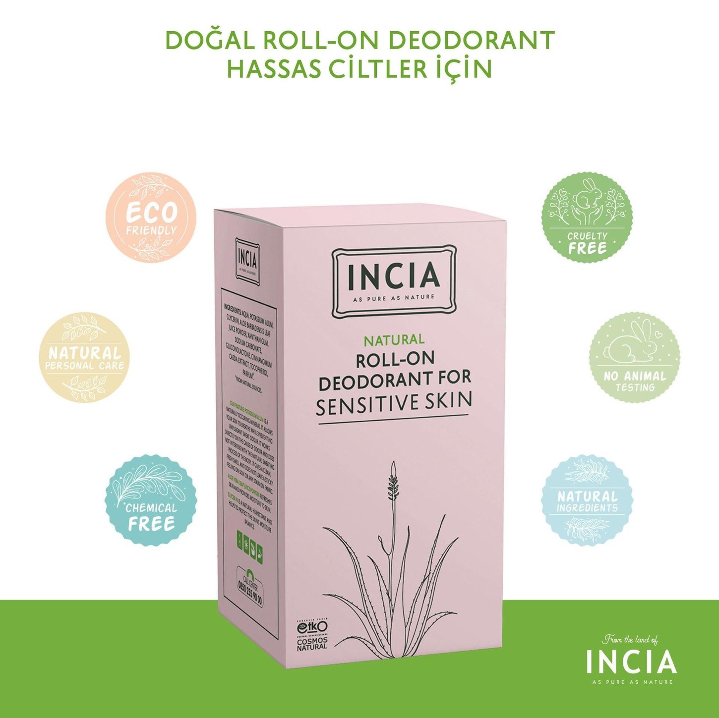INCIA Hassas Ciltler İçin Doğal Roll-On Deodorant 50 ml