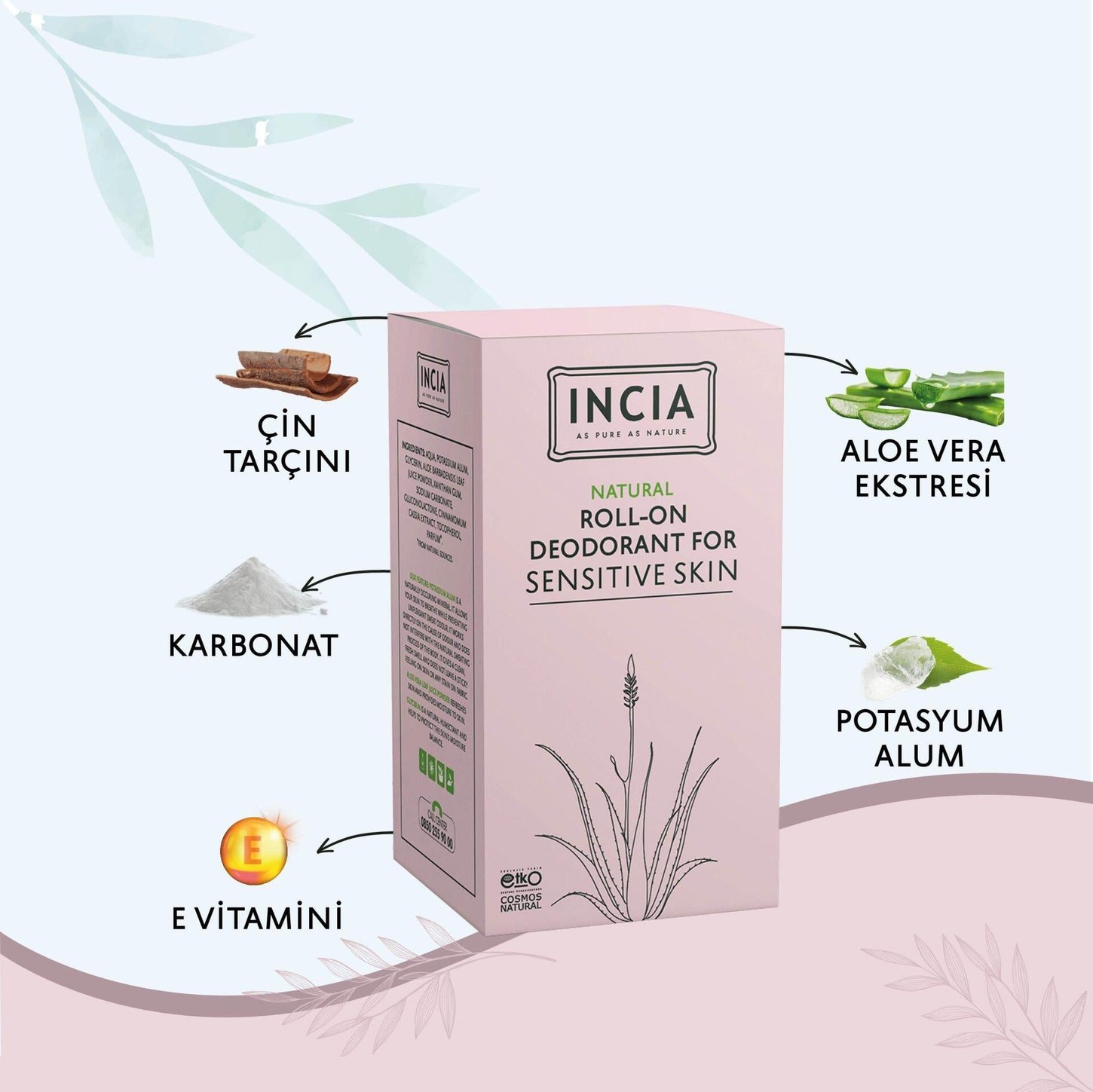 INCIA Hassas Ciltler İçin Doğal Roll-On Deodorant 50 ml