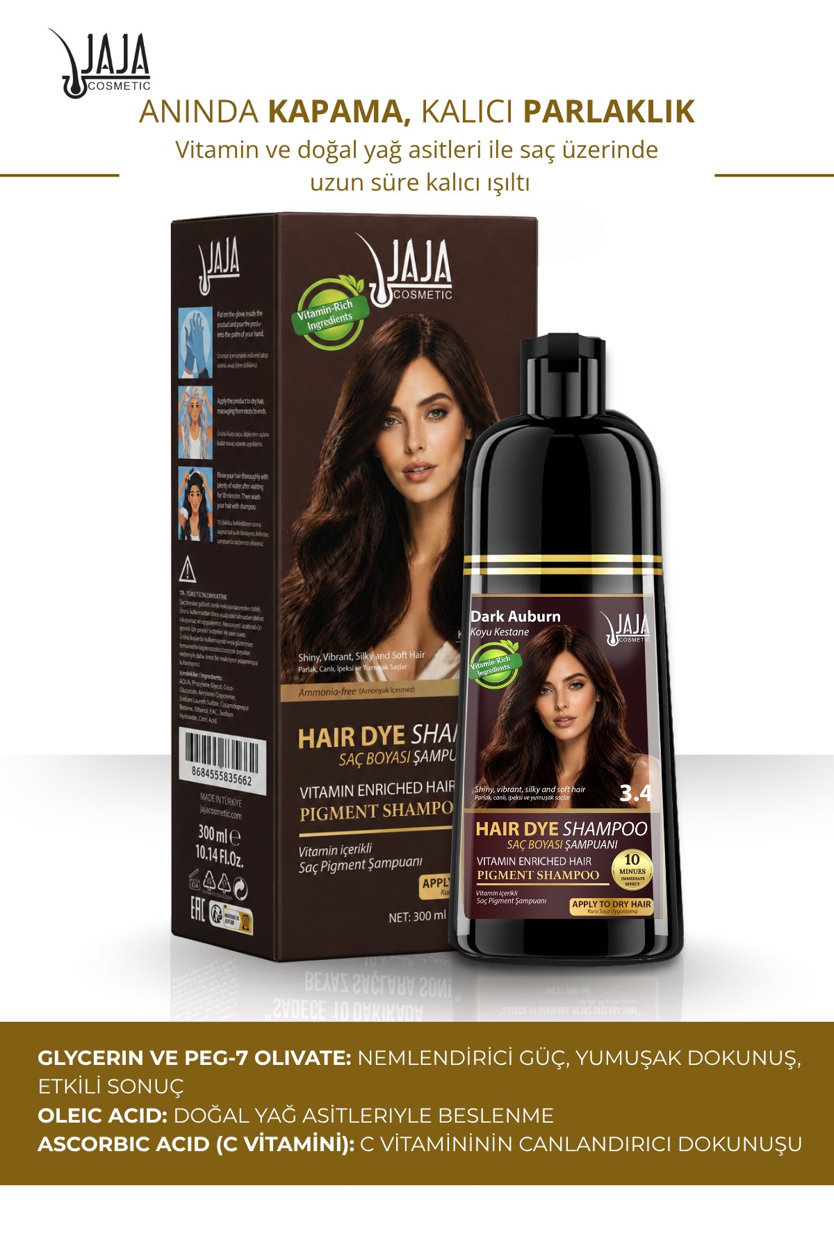 Jaja Şampuan 300 ml- 3.4 Koyu Kestane - 2 Adet