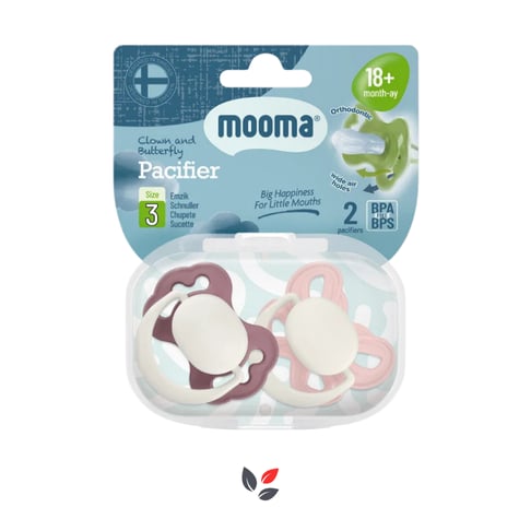 MOOMA Clown And Butterfly 2'li Emzik No:3 (18 AY) - Baby Pink Ve Brownish Purple