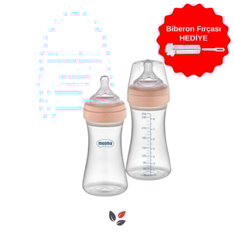 Mooma Kindy Antikolik Bebek Biberonu 250 ml 18 Ay - Hızlı Akış (Gül Kurusu / Old Rose)