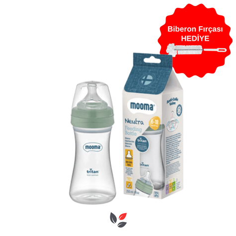 Mooma Neutra Antikolik Tritan Biberon 250 ml 6-18 Ay (Çağla Yeşili / Green )