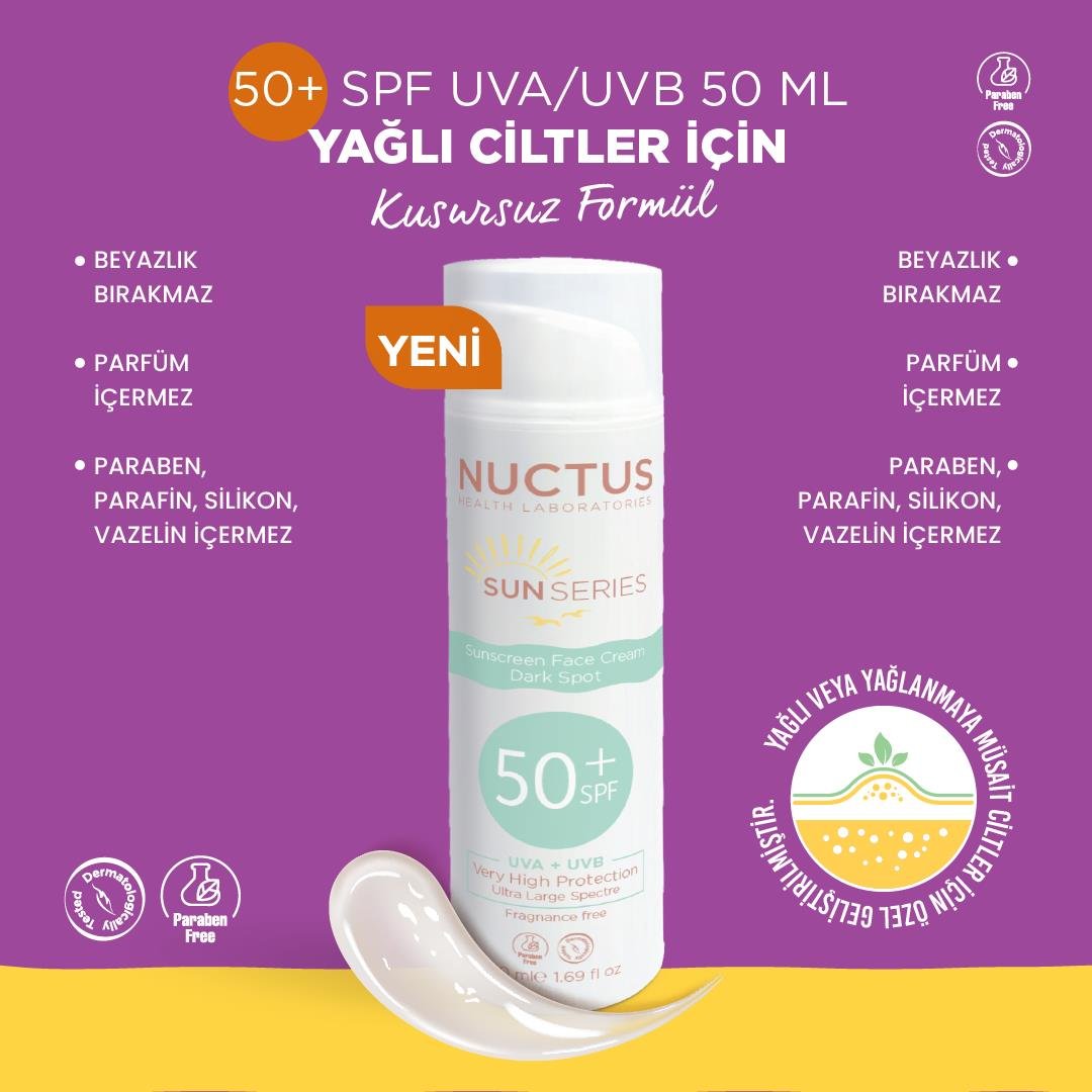 Nuctus Güneş Koruyucu Krem 50 ml Yağlı Ciltler Için